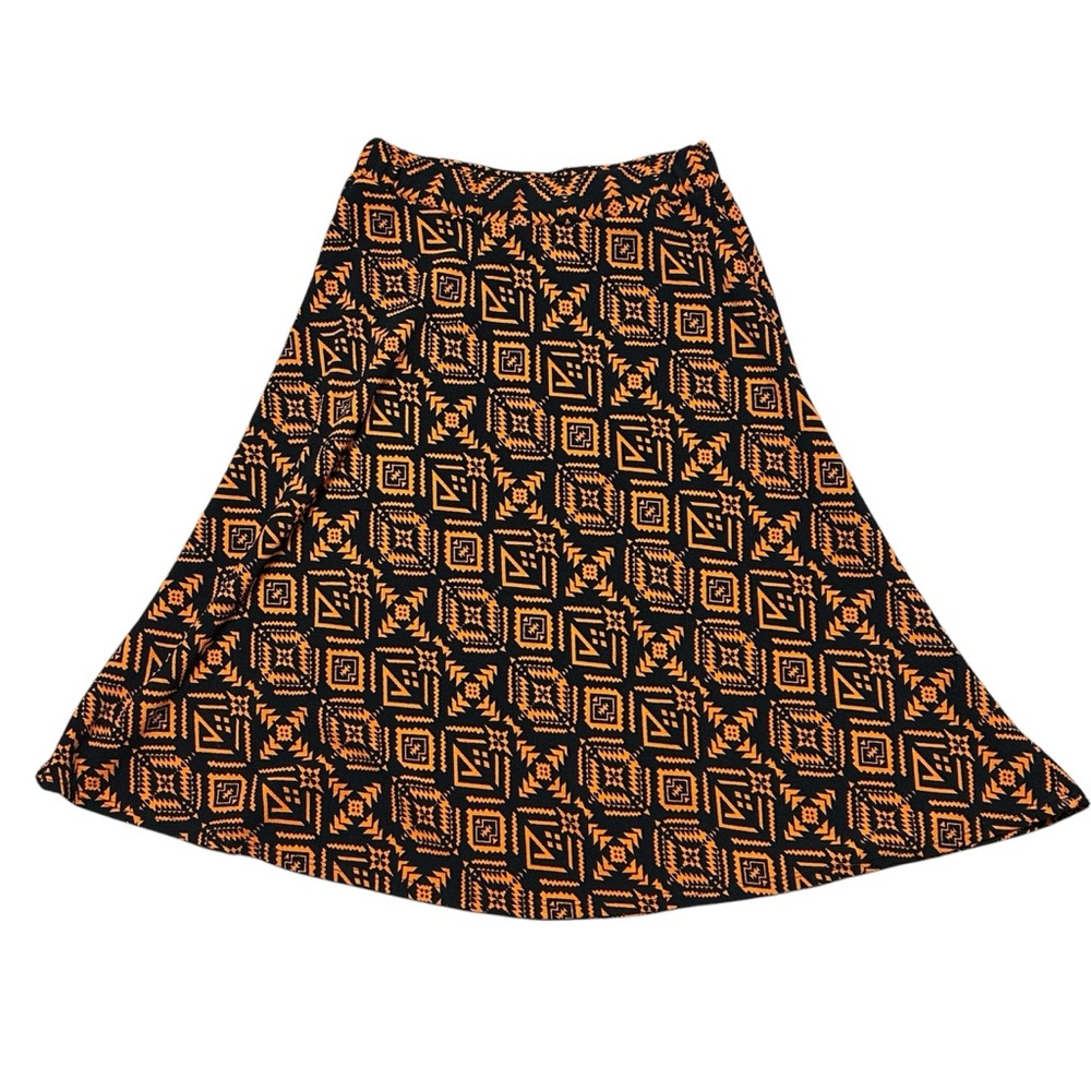 Lapis skirt geometric Native American design orange black sz L skater
